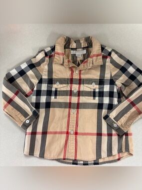 Burberry Beige Plaid Button-Down Kids Shirt
